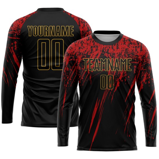 Custom-name adult long-sleeve football kits – latest breathable polyester design, personalized men’s jerseys