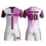 Custom sublimation white-navy football jerseys – children’s kit with custom names, dye-sublimation technology