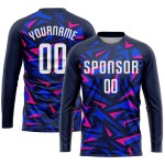 Wholesale men’s 100% polyester football kits – custom name and long-sleeve sublimation design, French style