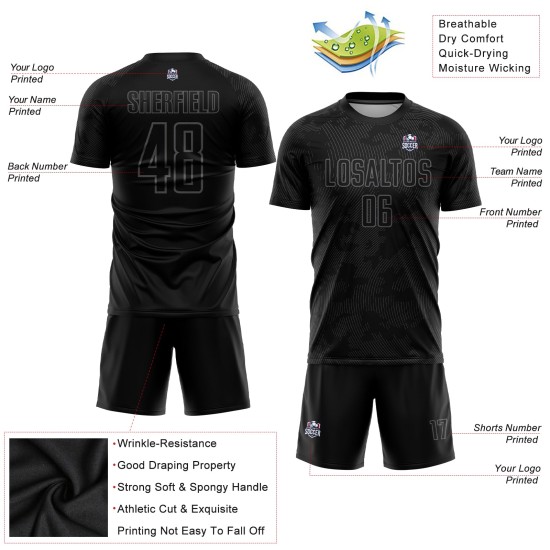 Gray Jersey Black Uniform Soccer Sublimation Custom