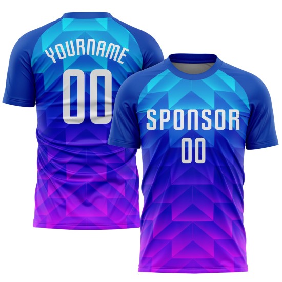 White Custom Light Uniform Pink Royal Blue-Hot Sublimation Soccer Jersey