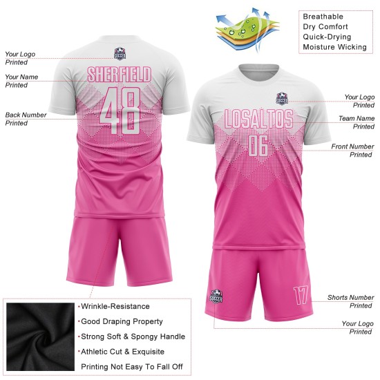 White Jersey Uniform Soccer Custom Sublimation Pink