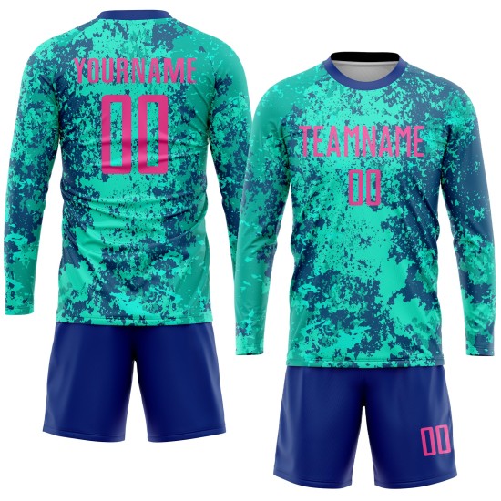 Pink-Royal Teal Custom Uniform Sublimation Jersey Soccer
