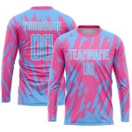 Light Custom Blue-White Soccer Jersey Uniform Pink Sublimation