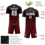 Sublimation Custom Black Uniform Fade White-Crimson Jersey Fashion Soccer