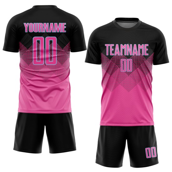 Gradient Custom Shape Jersey Soccer Square Pink Blue Sublimation Black-LIght Uniform