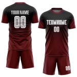 Sublimation Custom Black Uniform Fade White-Crimson Jersey Fashion Soccer